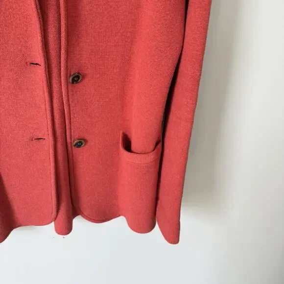 J Crew Schoolboy Sweater Blazer Women XS Red Knit Cotton Stretch Pockets New - Picture 4 of 5